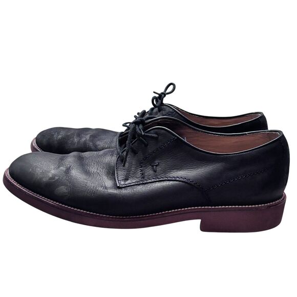 Tod's Midnight Navy Blue Matte Leather Derby US 11 Shoes - Picture 5 of 11